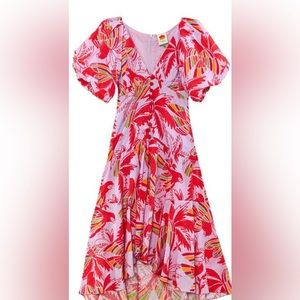 Farm Rio Lilac Birds MIDI Dress XS